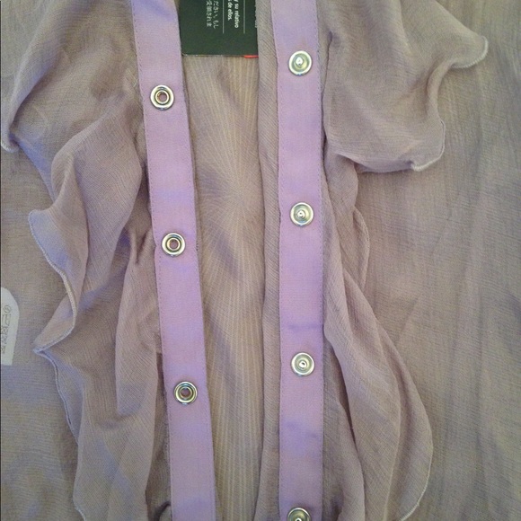 Emporio Armani violet sheer ruffle blouse - Picture 5 of 7